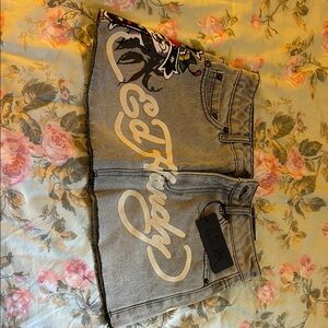 Ed Hardy Graphic Denim Skirt
